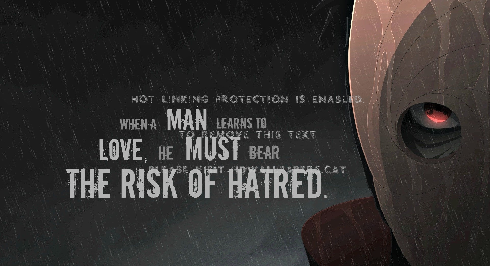 Risk Of Hatred Sharingan Man Akatsuki Obito - Art Of War Ii: Betrayal (2008) - HD Wallpaper 