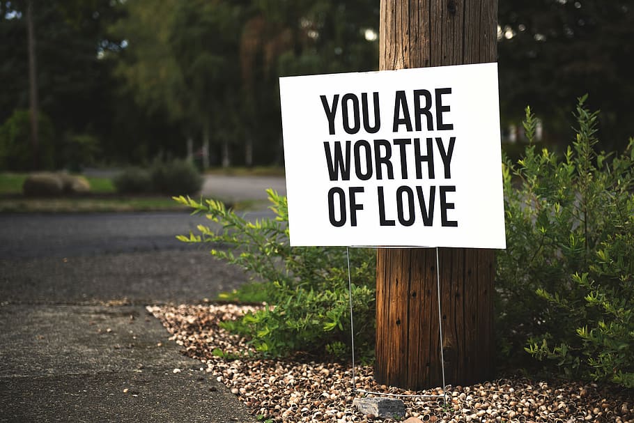 You Are Worthy Of Love Sign Beside Tree And Road, White - HD Wallpaper 