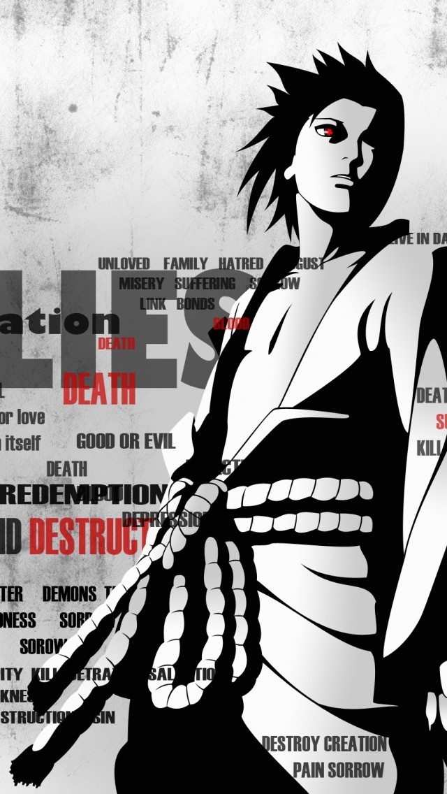 Naruto, Uchiha Sasuke, Painful Words, Black And White - HD Wallpaper 