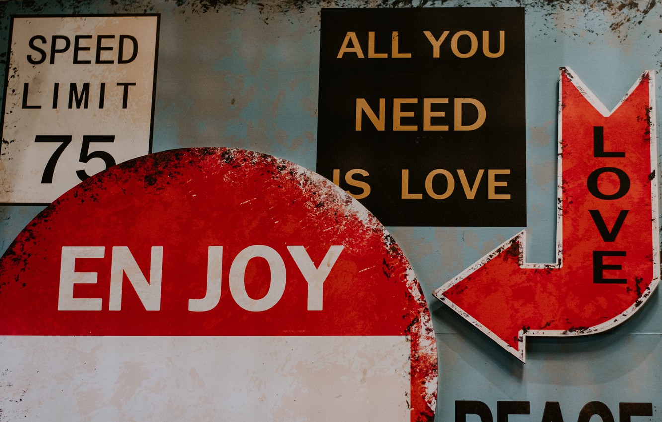 Photo Wallpaper Wall, Love, Text, Words, Mood, Signs, - Street Sign - HD Wallpaper 