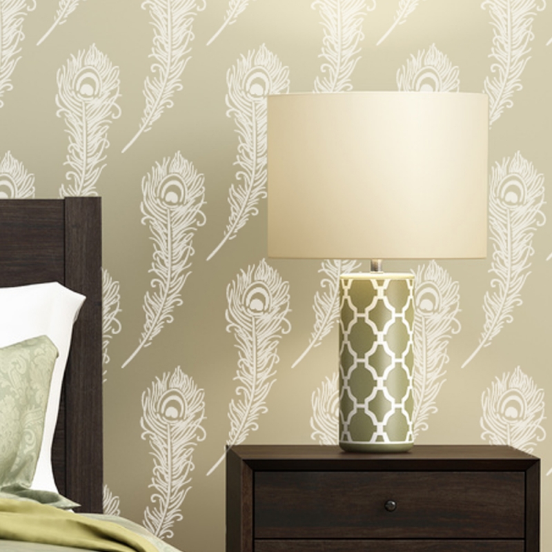 Resuable Wall Stencils Peacock Feather Allover Stencil - Stencil - HD Wallpaper 