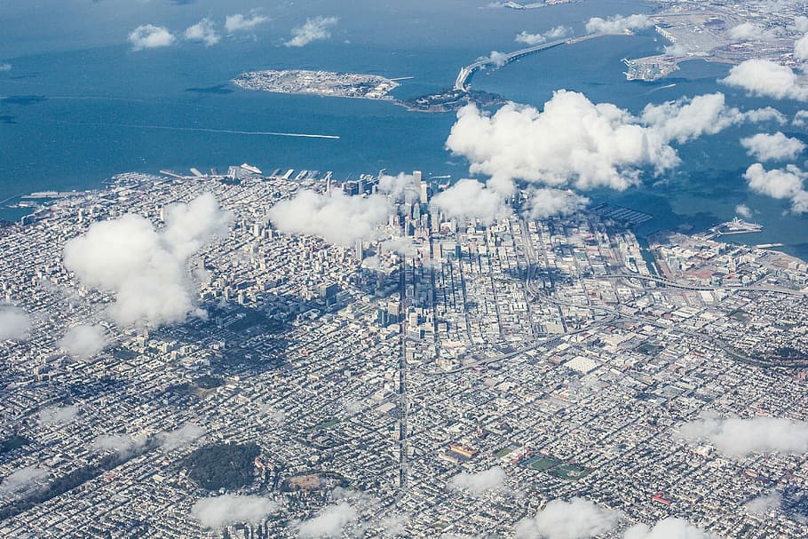 Aerial View Of San Francisco Bay Area, California, - Bay Area California Snow - HD Wallpaper 