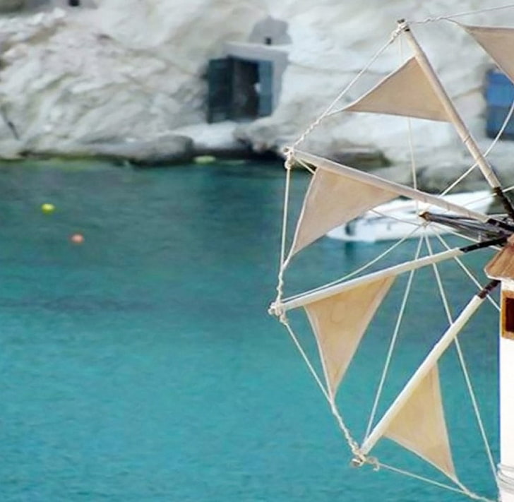 Windmill On Greek Island, Greece, Holidays, House, - Sea - HD Wallpaper 