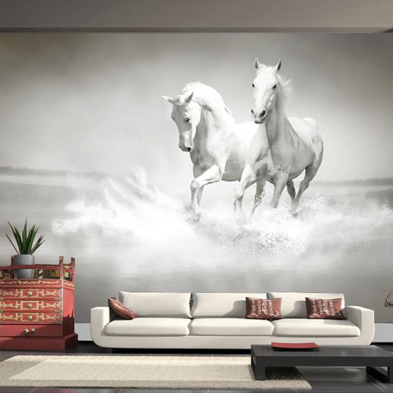 3d Wallpaper On Wall Horse - HD Wallpaper 