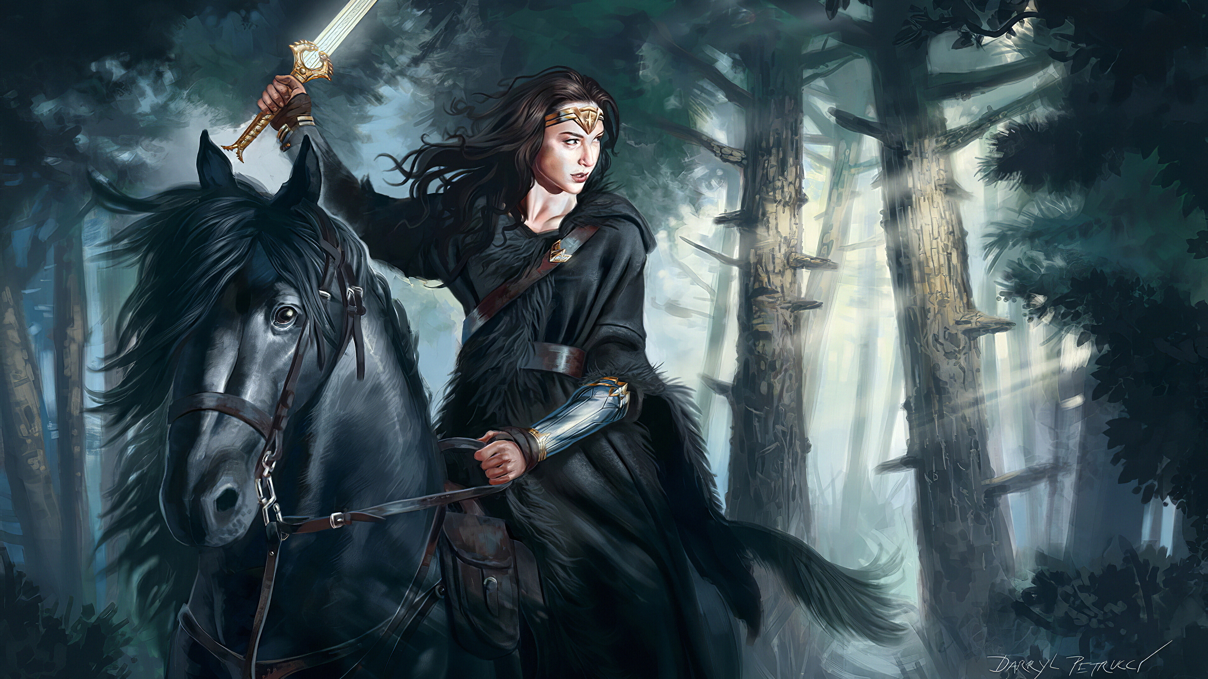 Wonder Woman On Horse - HD Wallpaper 