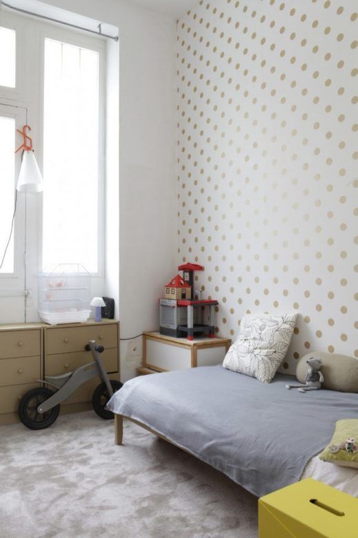Soft Gold Polka Dot On White Wallpaper - Grey Kids Wallpaper And White Walls - HD Wallpaper 