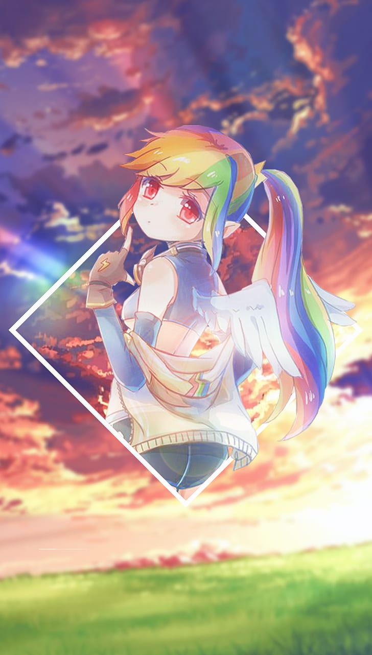 Anime, Anime Girls, Picture In Picture, My Little Pony, - My Little Pony Rainbow Dash Anime - HD Wallpaper 
