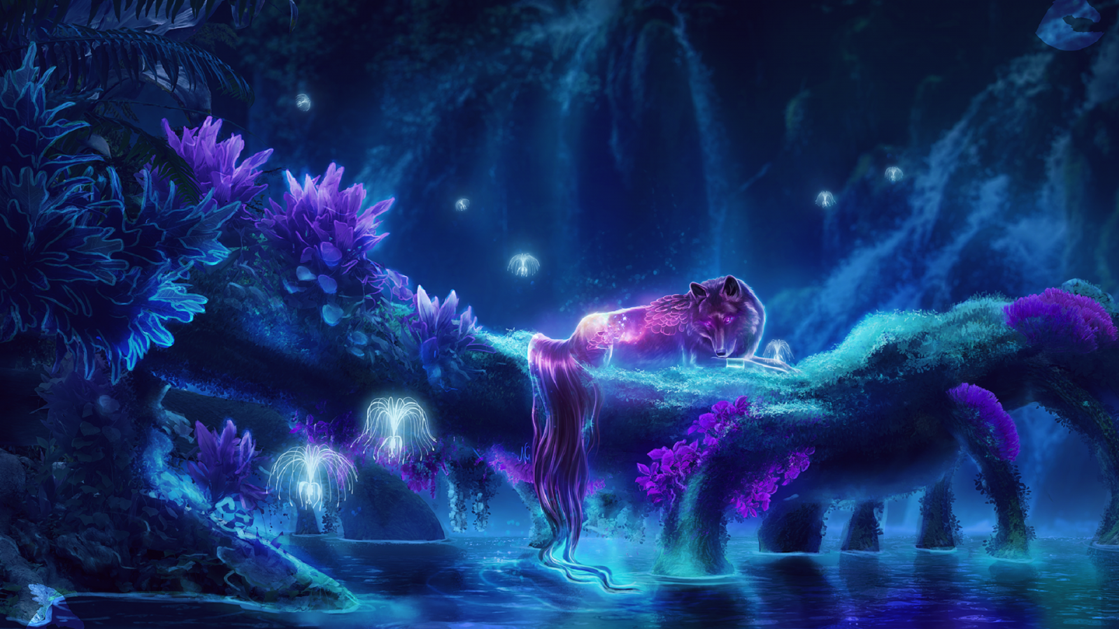 Fantasy Creature, Wolf, Forest, Water, Magical Creatures, - Fantasy Water Creatures - HD Wallpaper 