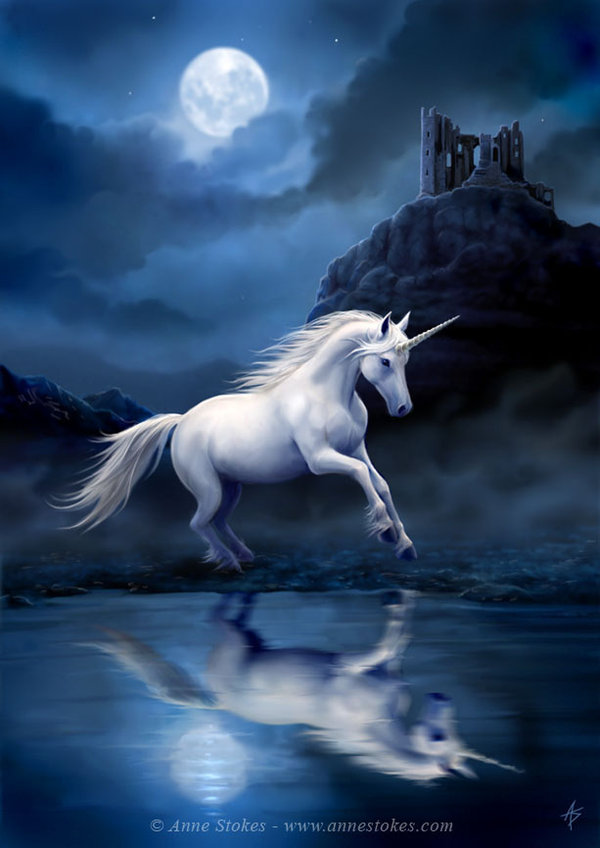 Moonlight Unicorn - Unicorn Anne Stokes - HD Wallpaper 