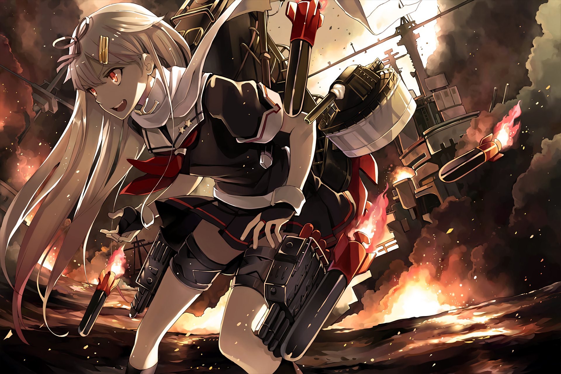 Battle Computer Wallpapers, Desktop Backgrounds - Kantai Collection Art - HD Wallpaper 