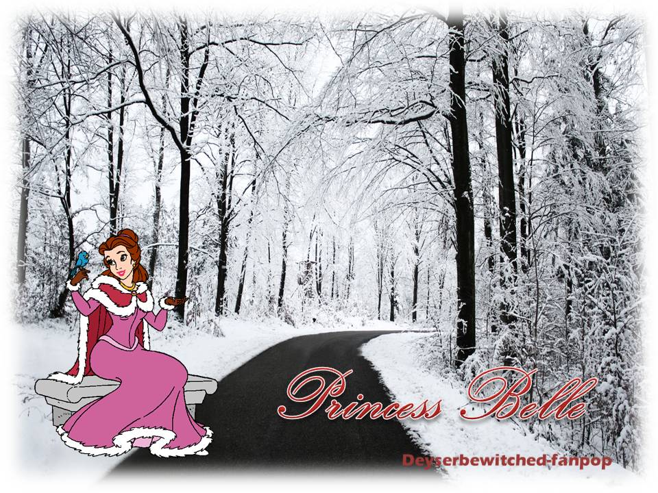 Belle In The Snowy Forest - Princess Snowy Forest - HD Wallpaper 