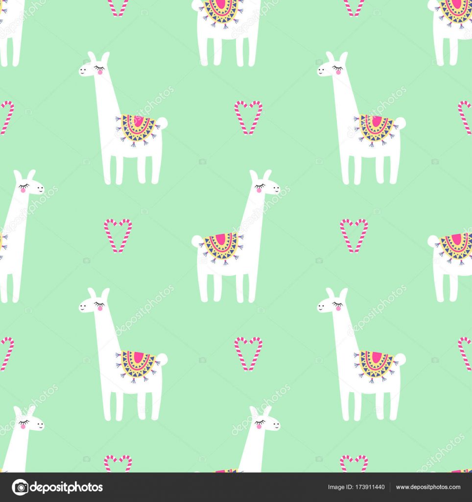 Depositphotos Stock Illustration Cute Llama With Candy - Baby Llama Background - HD Wallpaper 