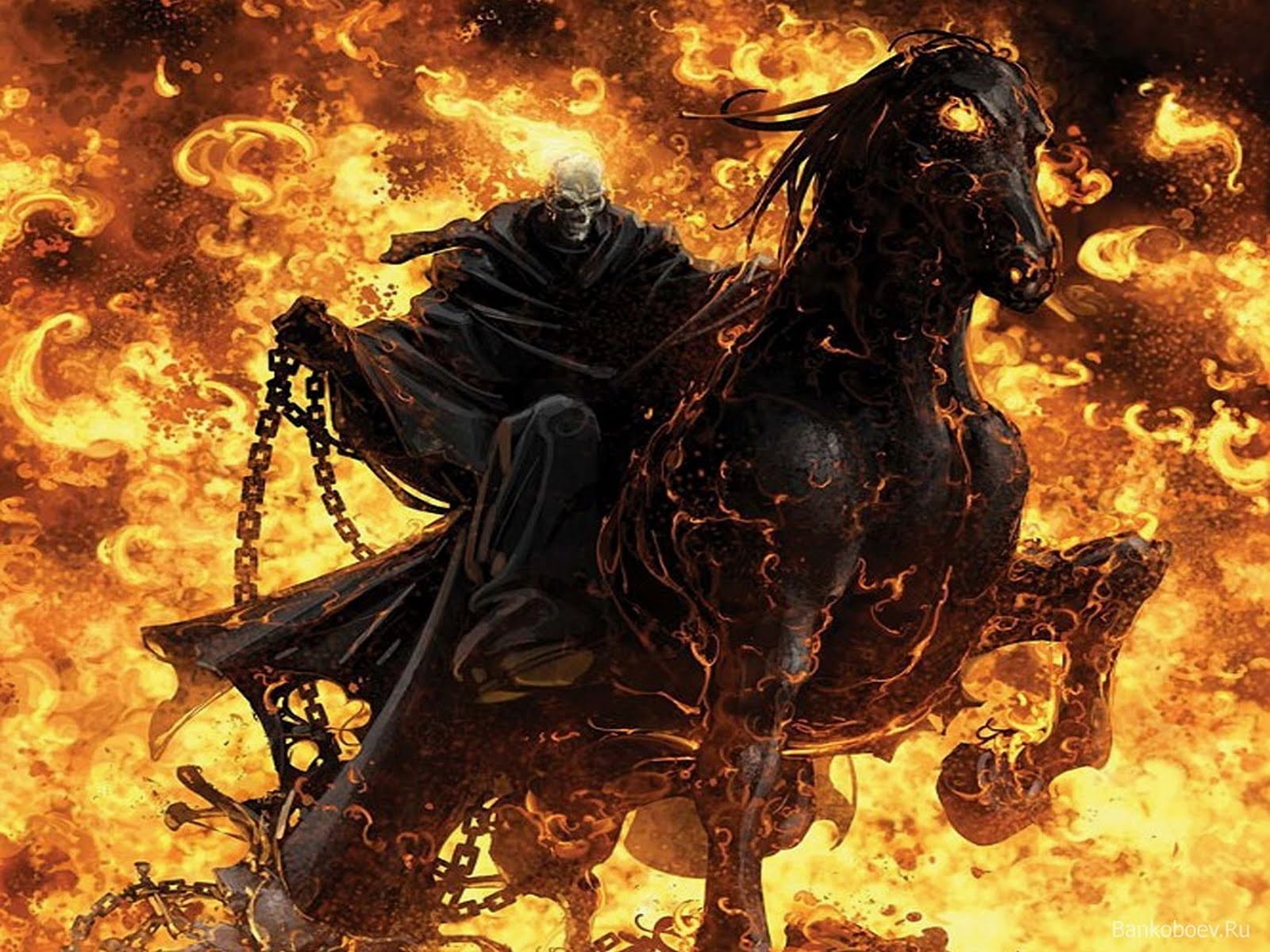 Ghost Rider Riding Horse - HD Wallpaper 
