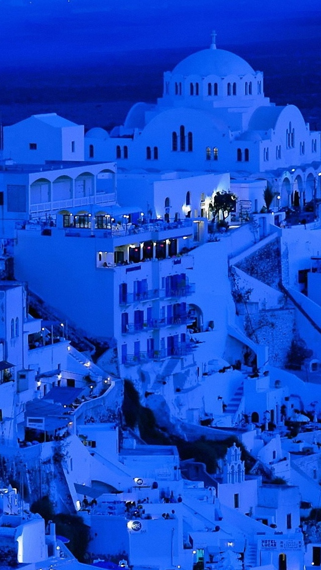 Iphone Wallpaper Santorini Night - HD Wallpaper 