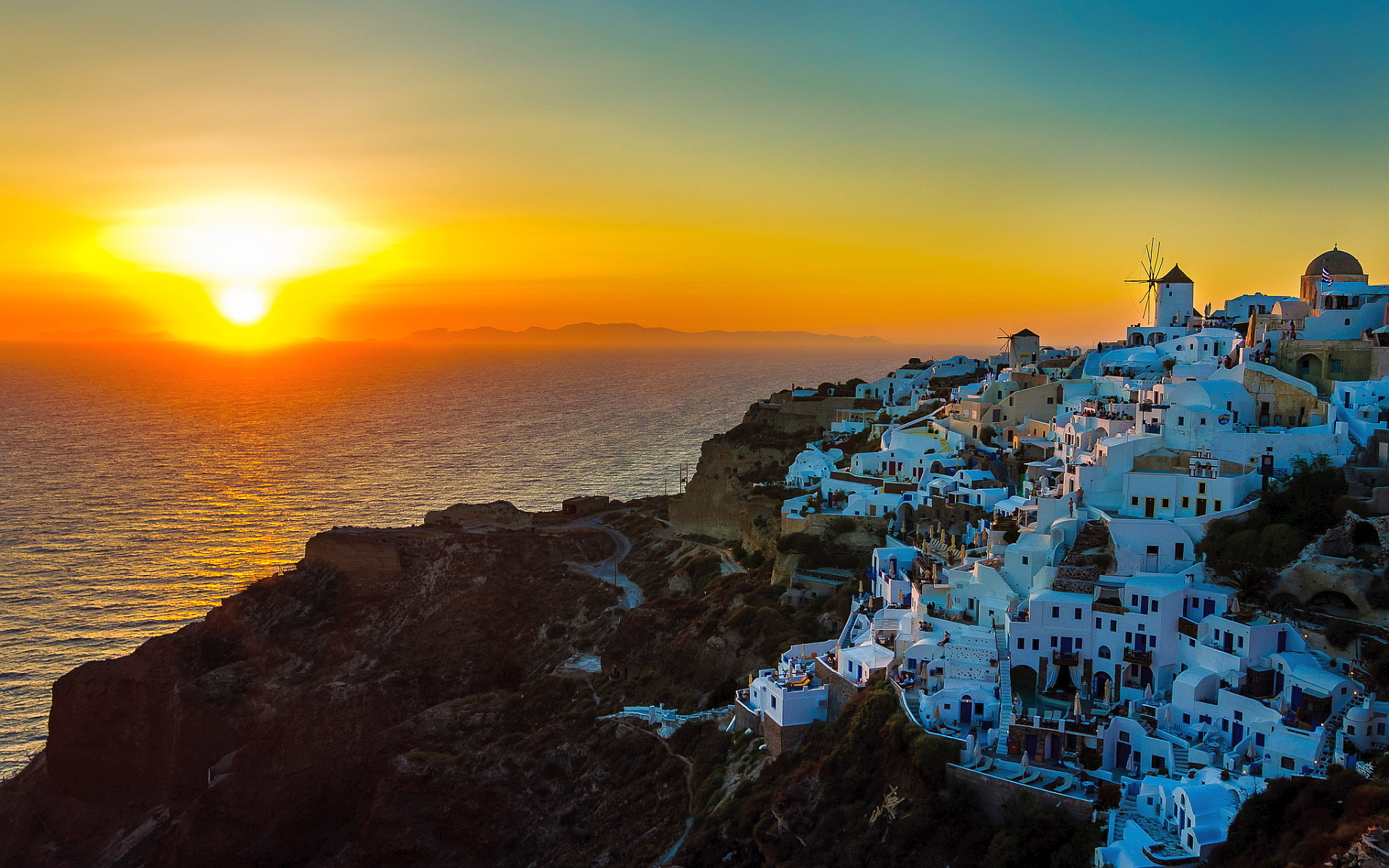 Santorini Sunset - HD Wallpaper 