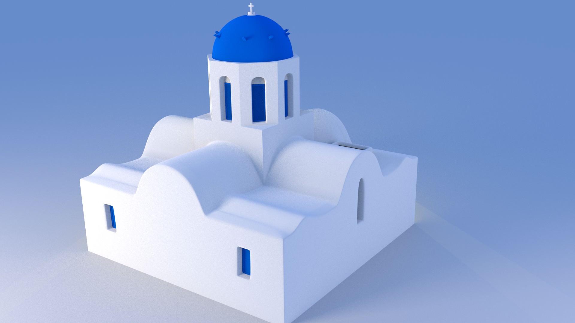 46, Jpeg V - Blue Domed Church In Santorini 3d - HD Wallpaper 