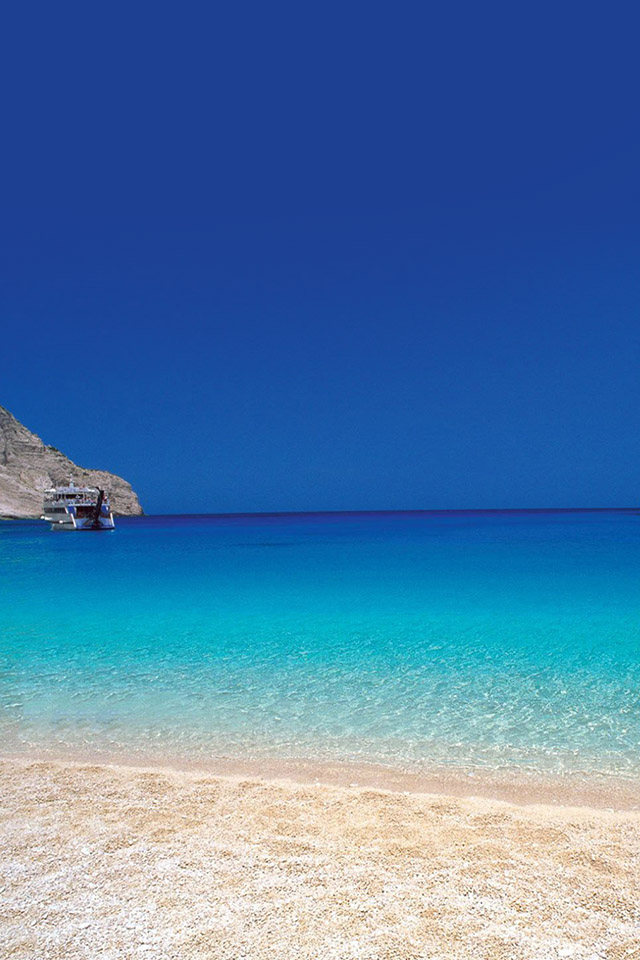 Com Apple Wallpaper Beach In Greece Blue Iphone4 - Greece Beach Phone Background - HD Wallpaper 
