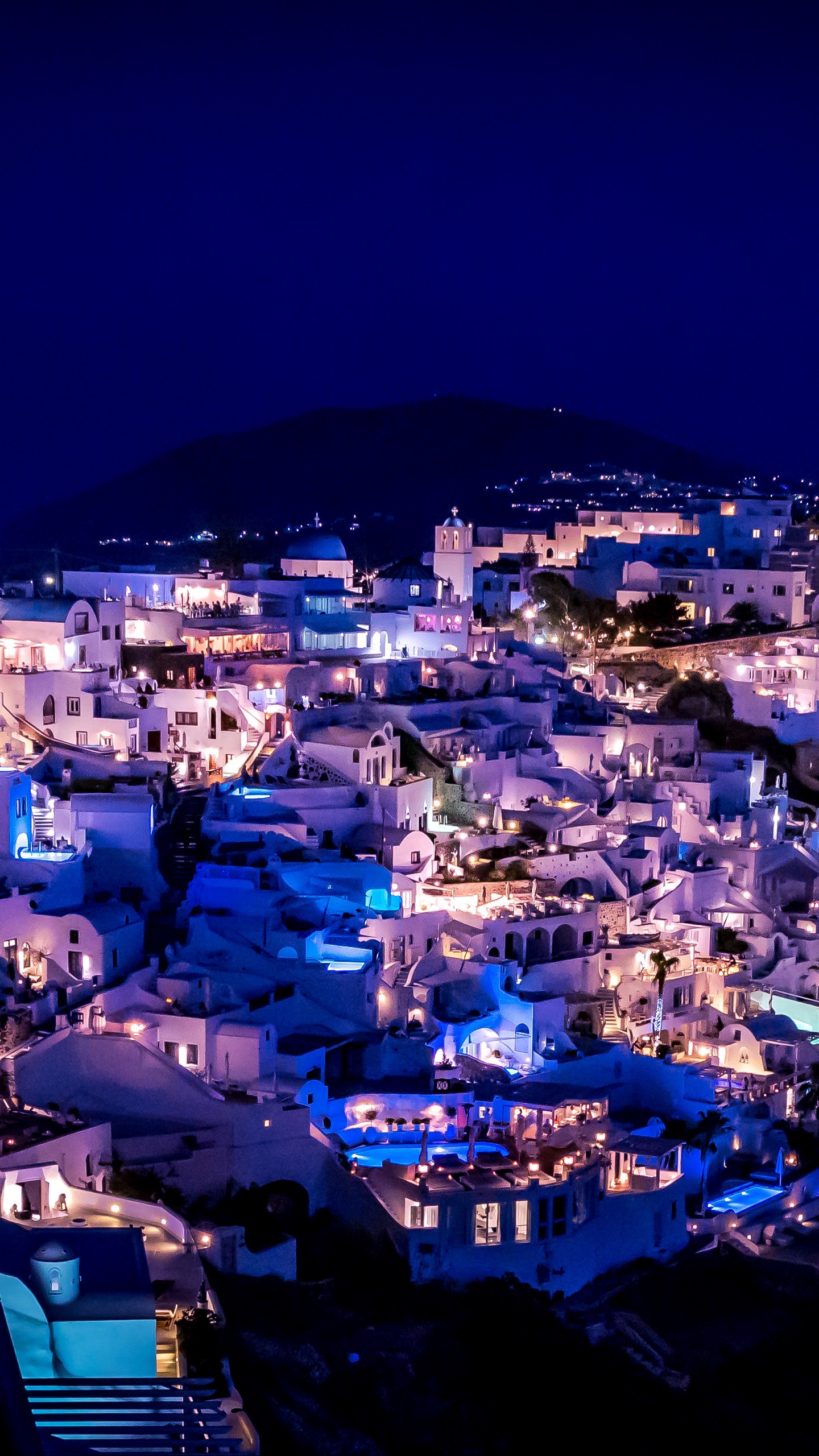Wallpaper Santorini, Greece, Night City, Lighting - Santorini Greece - HD Wallpaper 