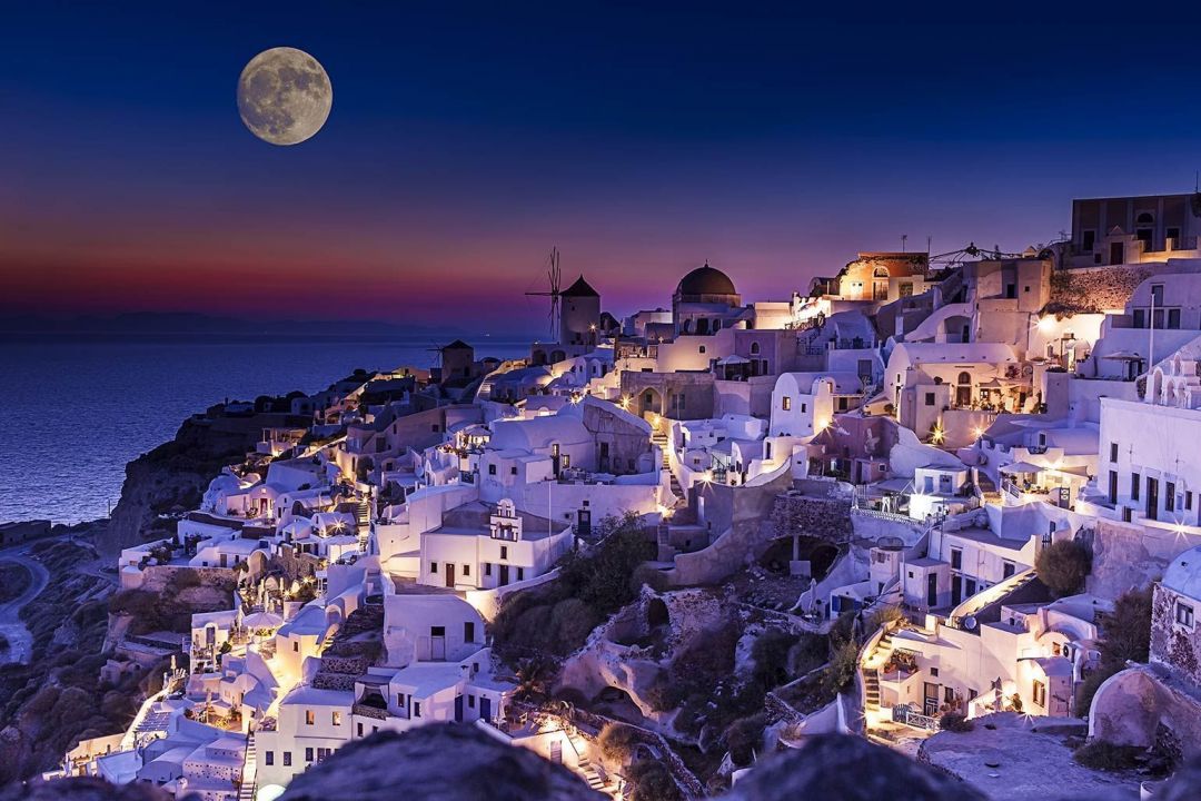 Android, Iphone, Desktop Hd Backgrounds / Wallpapers - Greek Island At Night - HD Wallpaper 