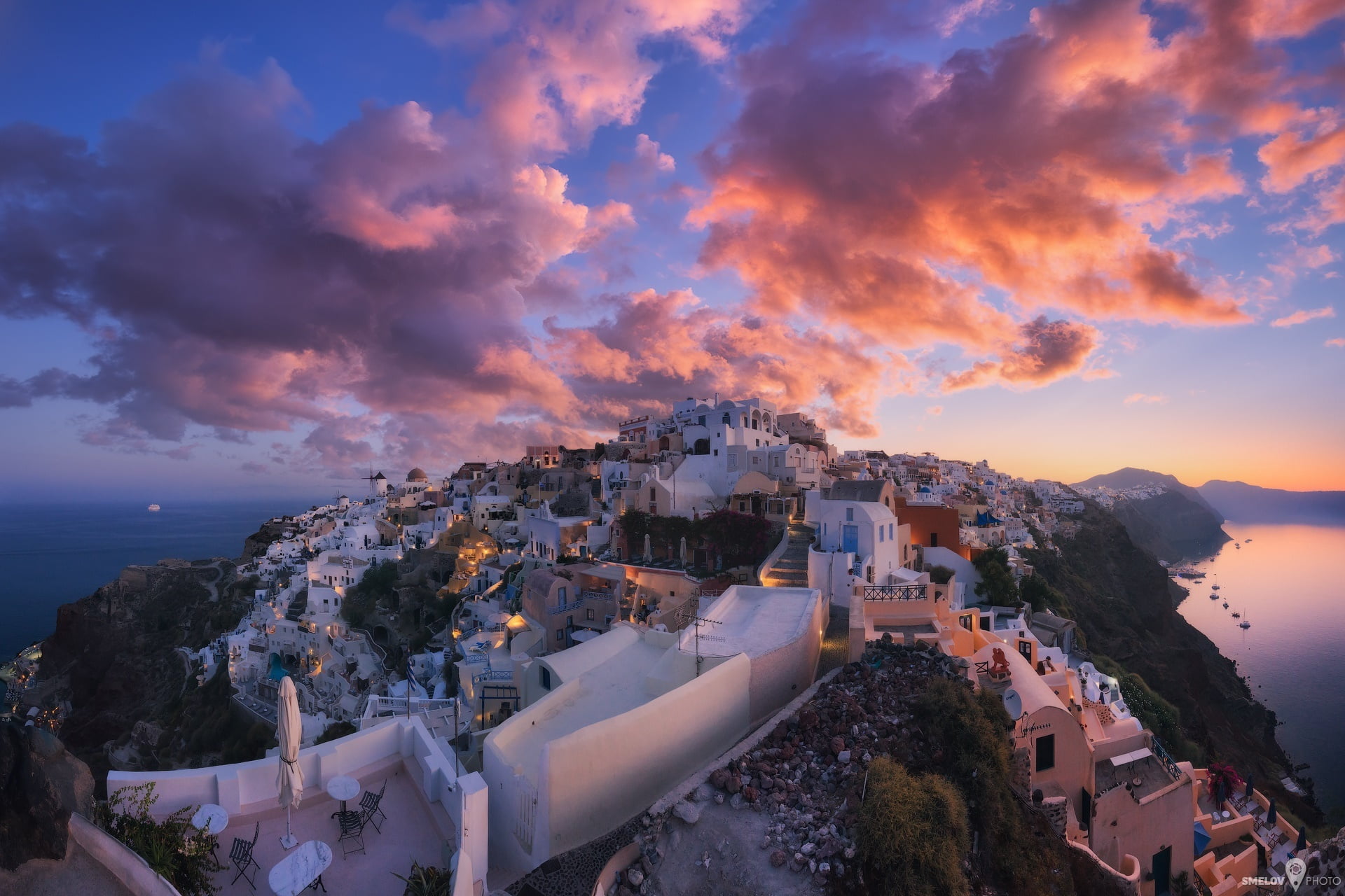 Santorini Sunset - HD Wallpaper 