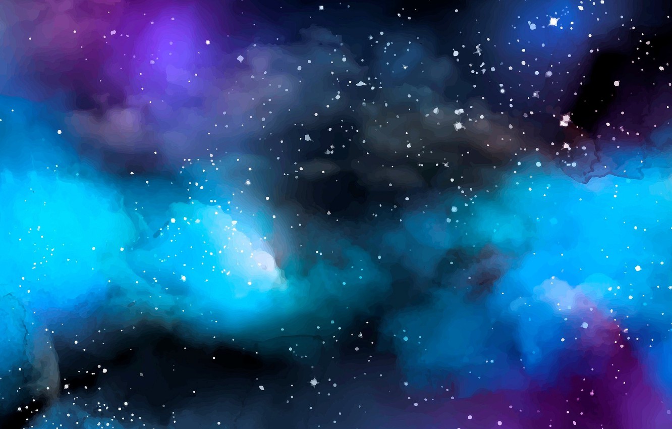 Photo Wallpaper Stars, Nebula, Watercolor - HD Wallpaper 