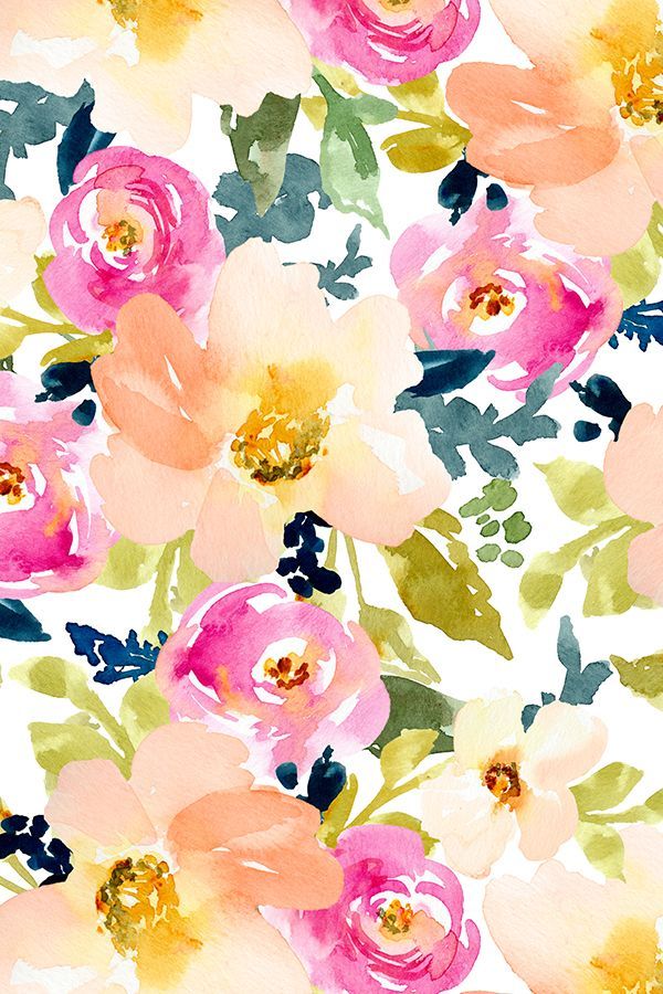 Pink Watercolour Flowers Pattern - HD Wallpaper 