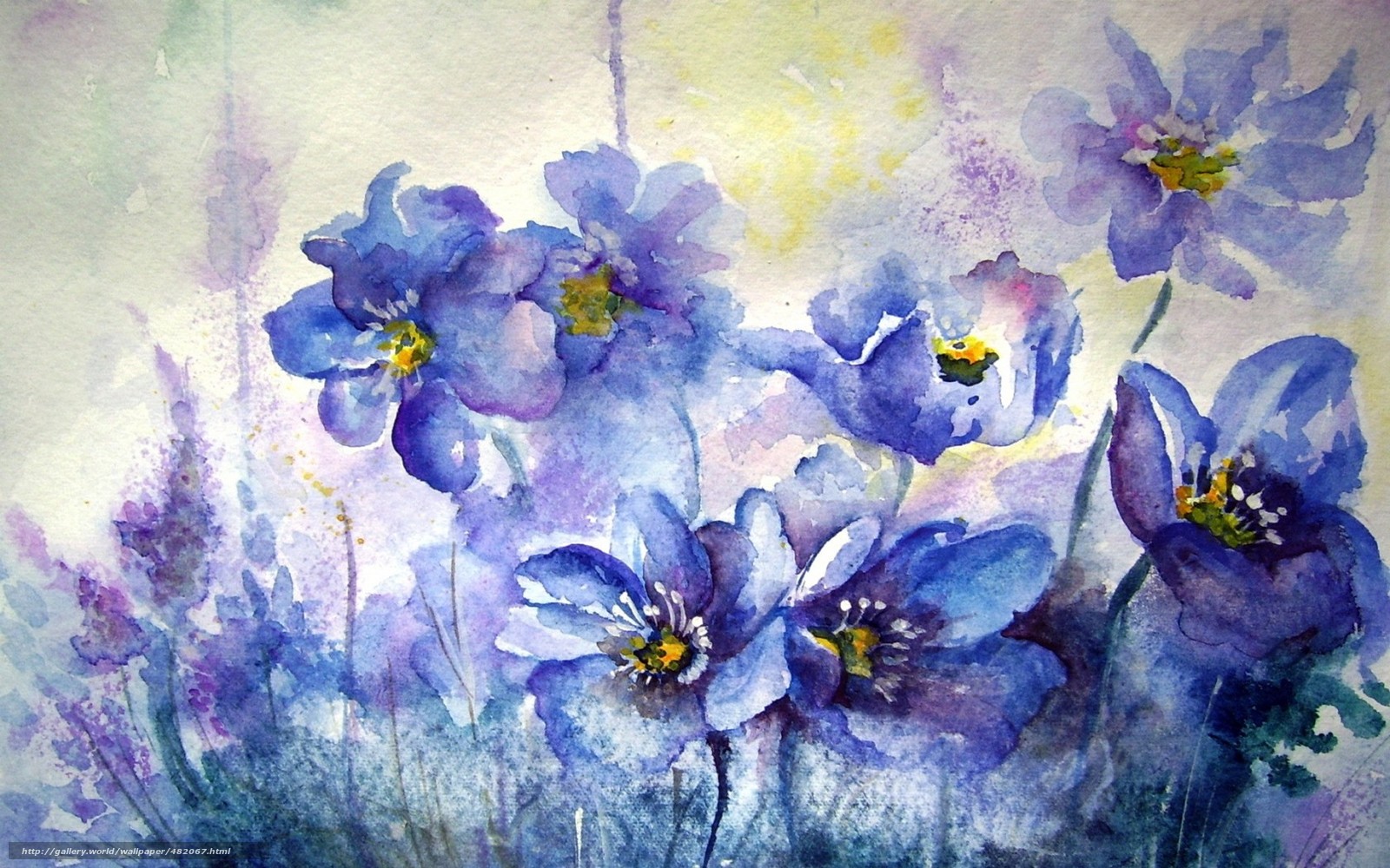 Download Wallpaper Flowers, Picture, Watercolor Free - Watercolor Flowers - HD Wallpaper 