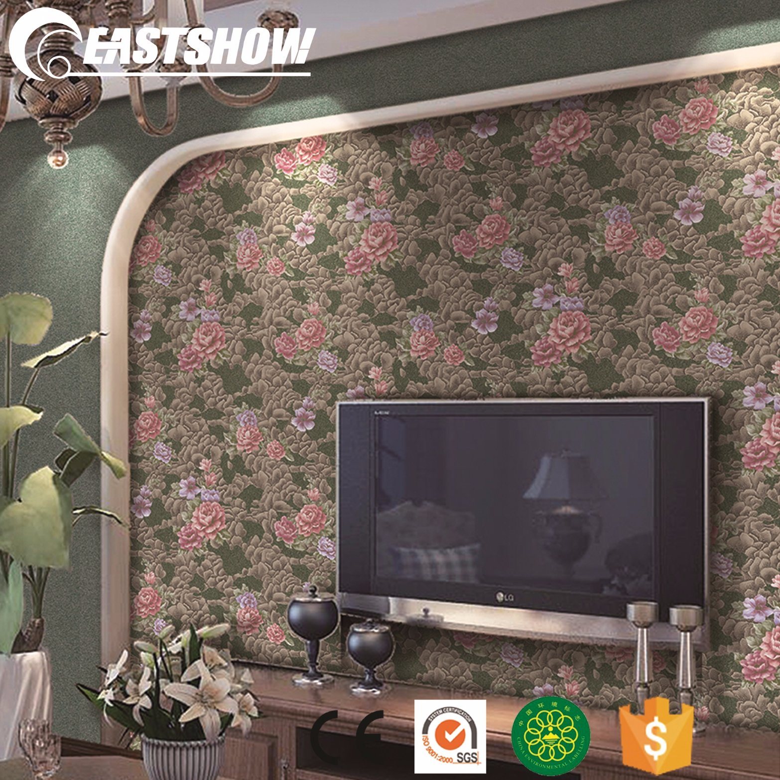 Peony Wallpaper For Tv Background Wall - Wall - HD Wallpaper 