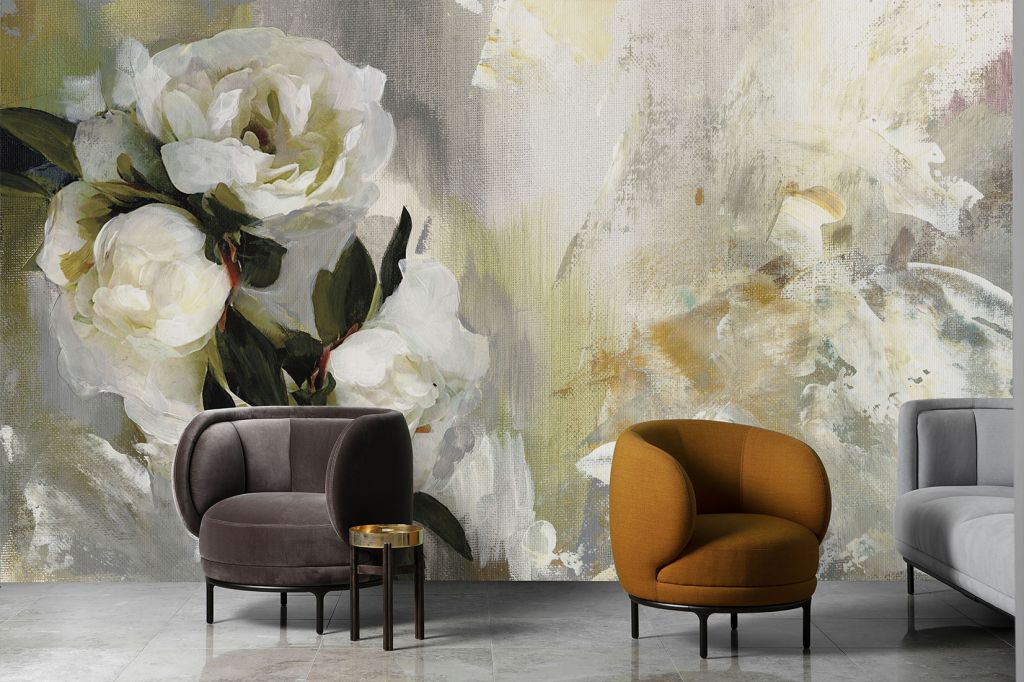 Katie Stratton Peony Wallpaper Mural - HD Wallpaper 