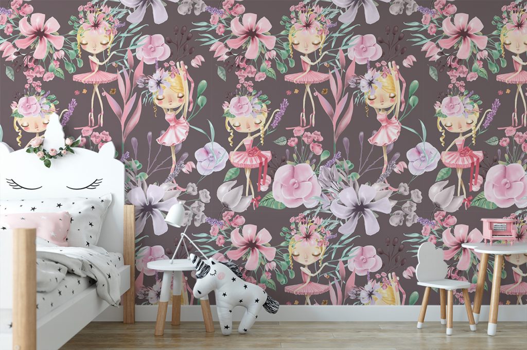 Dark Floral Mural Bellerina - Papel De Parede De Bailarina - HD Wallpaper 