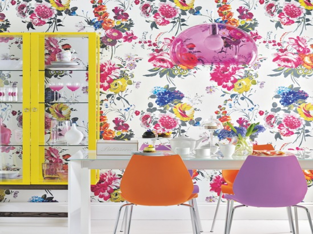 Bright Floral Wallpaper Uk - HD Wallpaper 