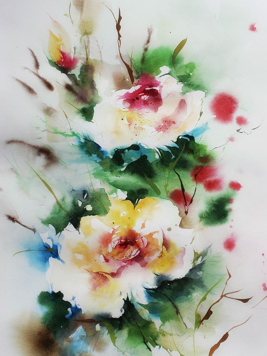 Painting Of Flowers, Watercolour Painting, Watercolor, - ภาพ วาด สี น้ำ - HD Wallpaper 