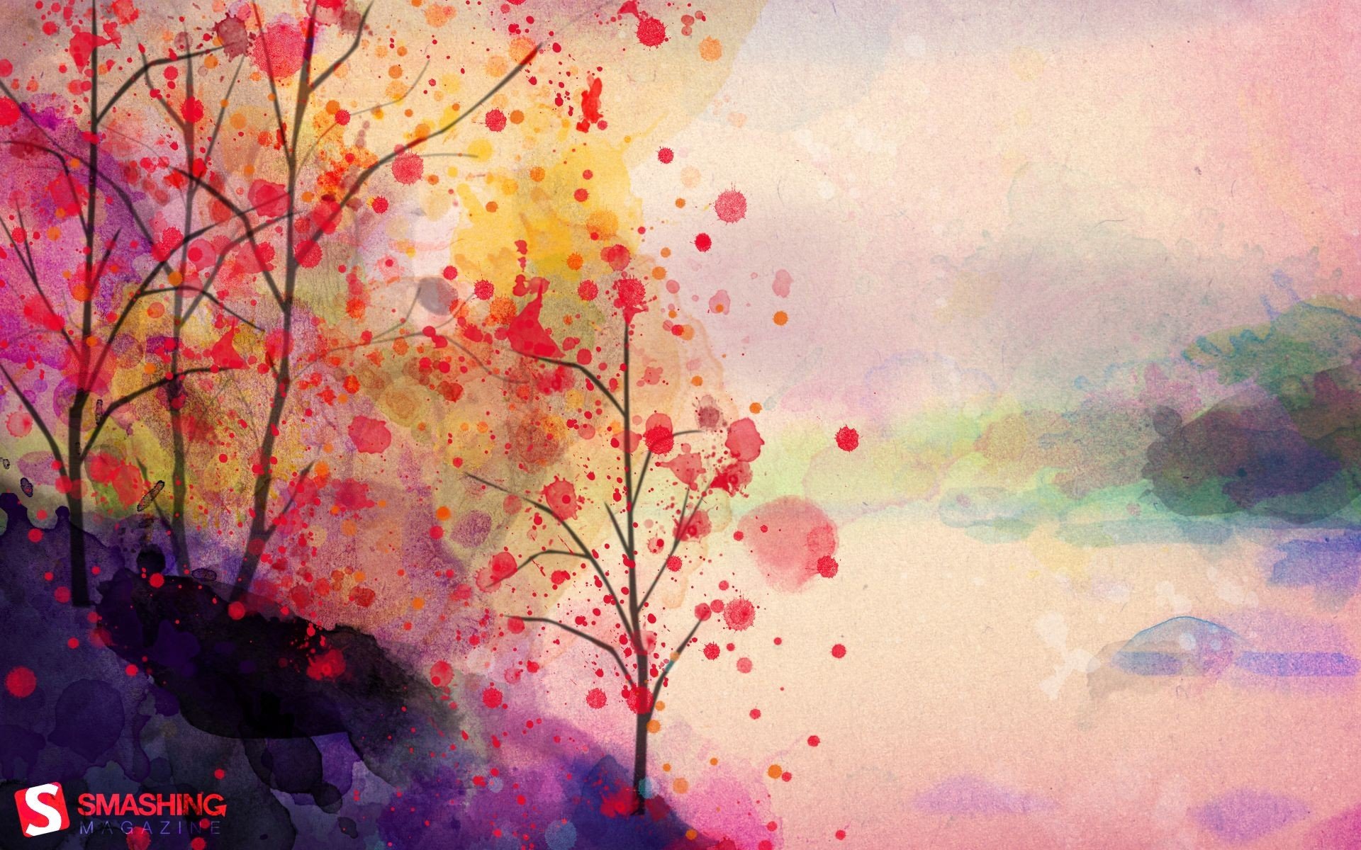 Watercolor Painting Landscapes - November Background For Desktop - HD Wallpaper 
