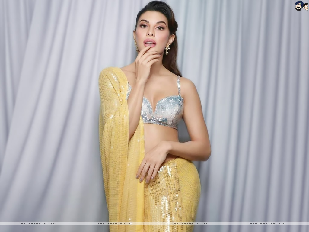 Jacqueline Fernandez Wallpaper - Manish Malhotra Sequin Saree - HD Wallpaper 