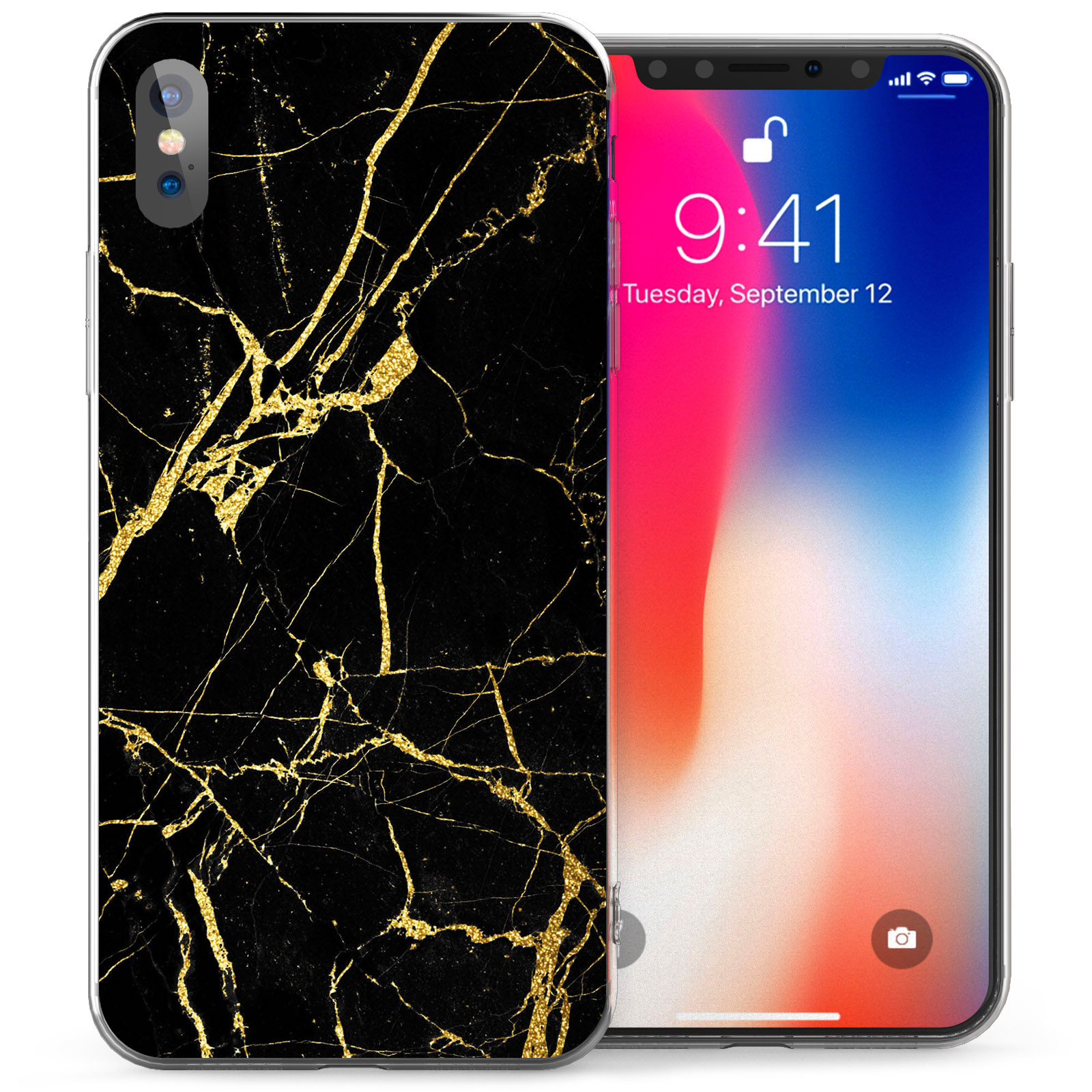 Apple Iphone X Marble Wallpaper Tpu Gel Case - Black Gold Marble Iphone X - HD Wallpaper 
