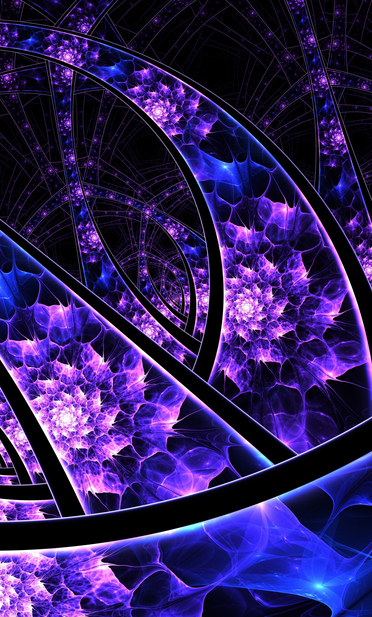 Fractal, Tangled Dark Lines, Abstract, Wallpaper - Blue And Purple Background - HD Wallpaper 