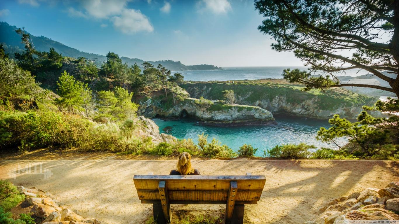California Wallpaper - Bench At Point Lobos - HD Wallpaper 