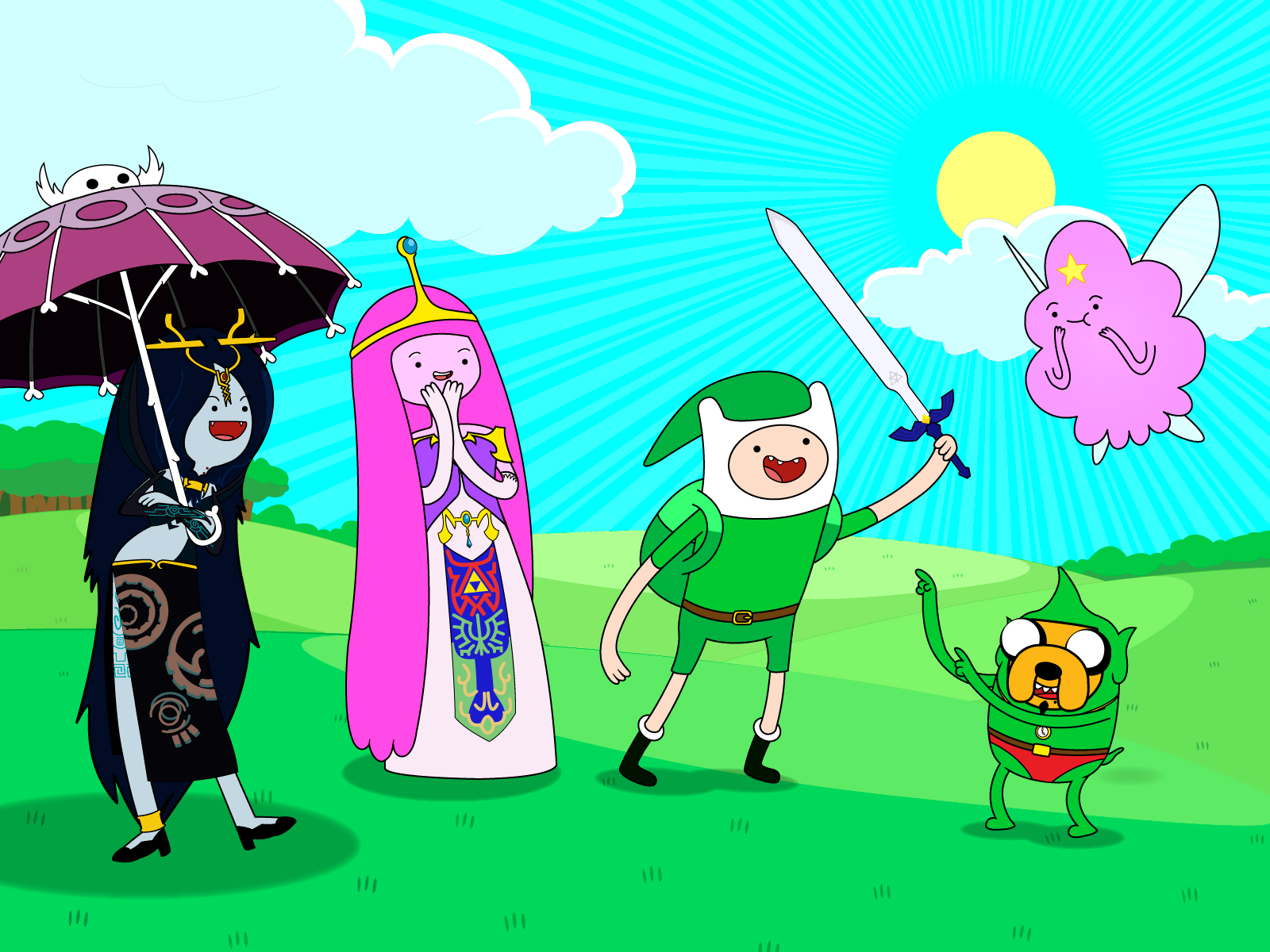 Adventure Time Wallpaper - Finn And Jake And Marceline And Princess Bubblegum - HD Wallpaper 