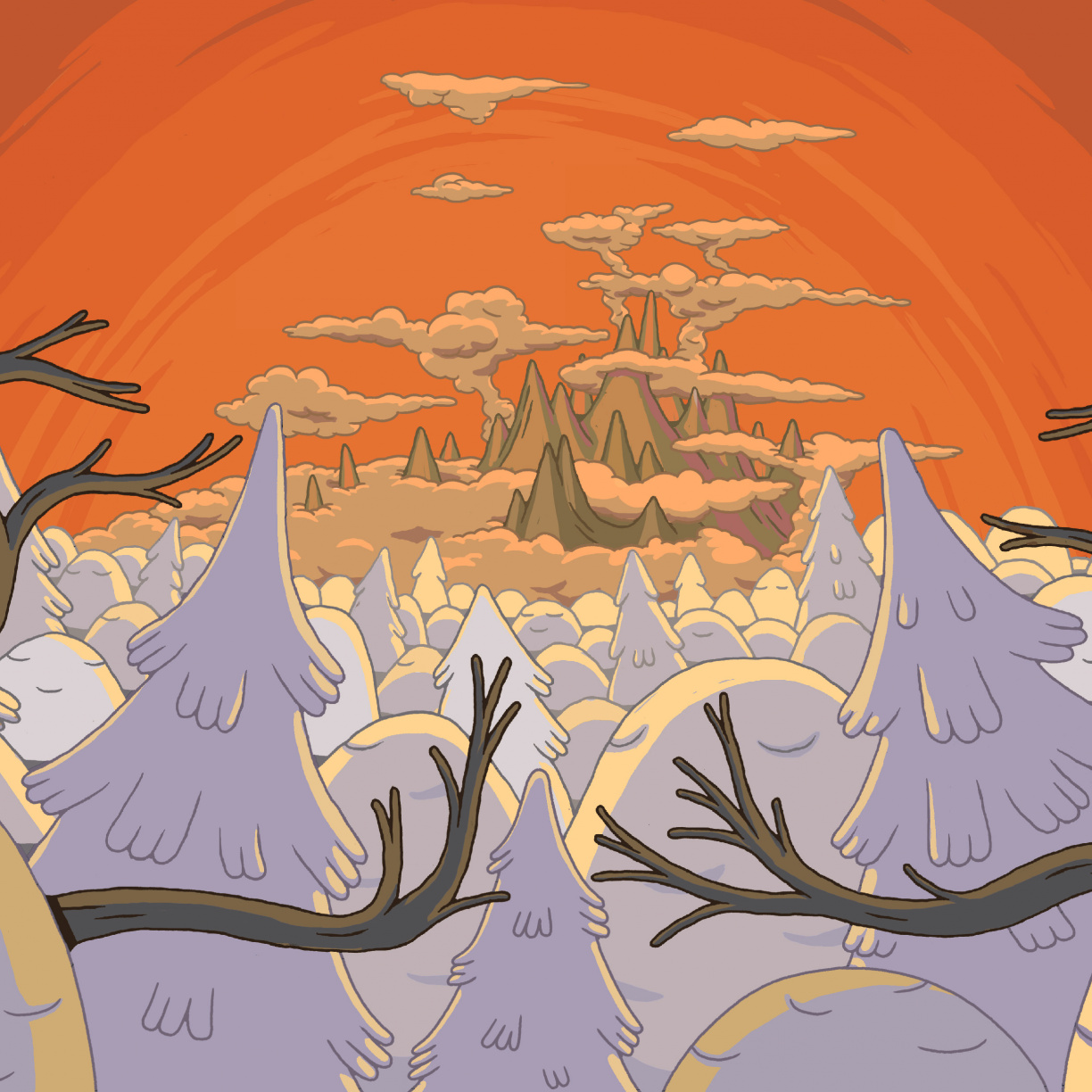 Adventure Time, Tree, Landscape, Cartoon, Tv Series, - Adventure Time Iphone 8 - HD Wallpaper 