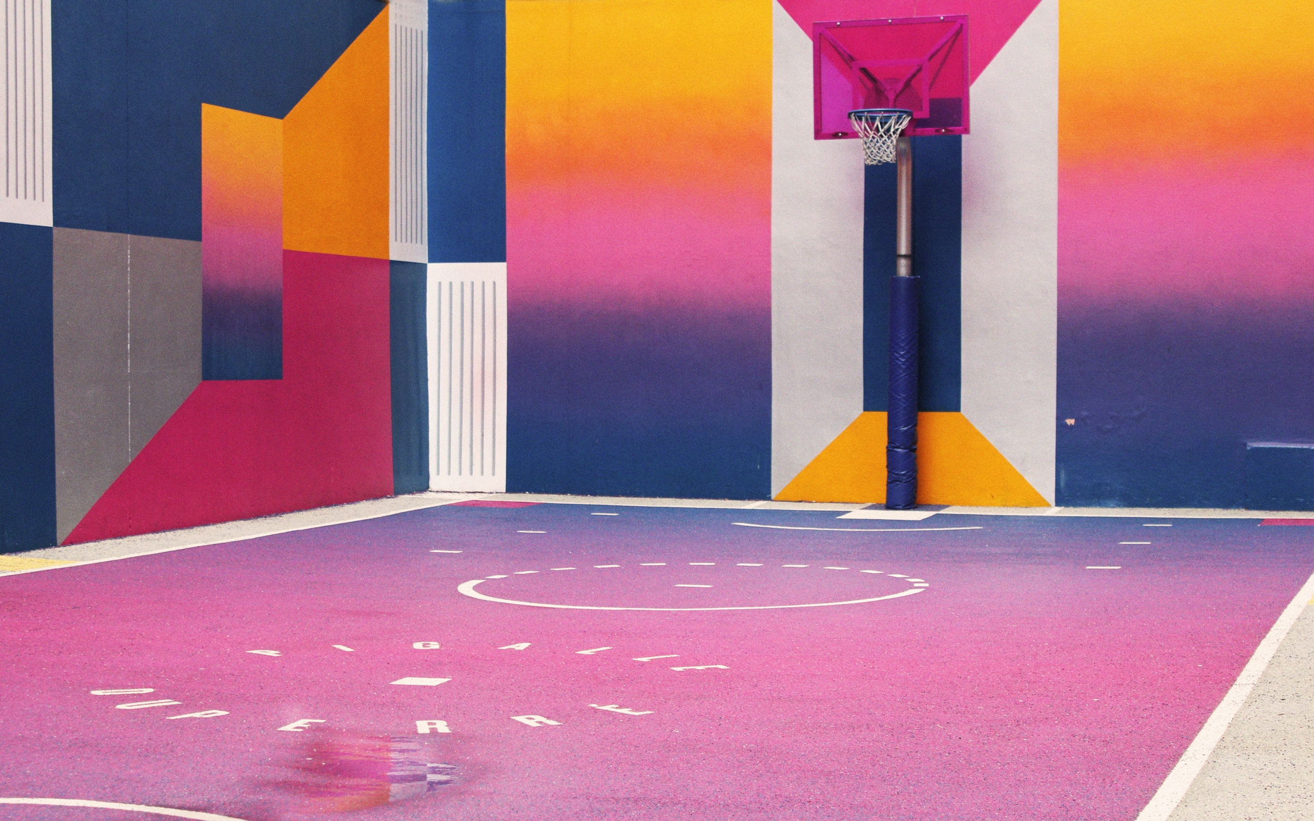 Wallpaper Of Basketball, Colorful, Sport Background - Multi Colored Basketball Court - HD Wallpaper 