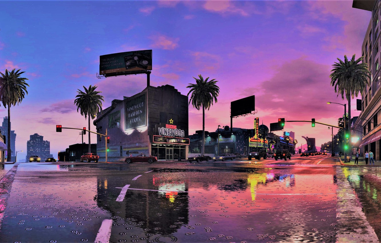 Photo Wallpaper Car, City, Game, Sky, Grand Theft Auto - Grand Theft Auto Sky - HD Wallpaper 
