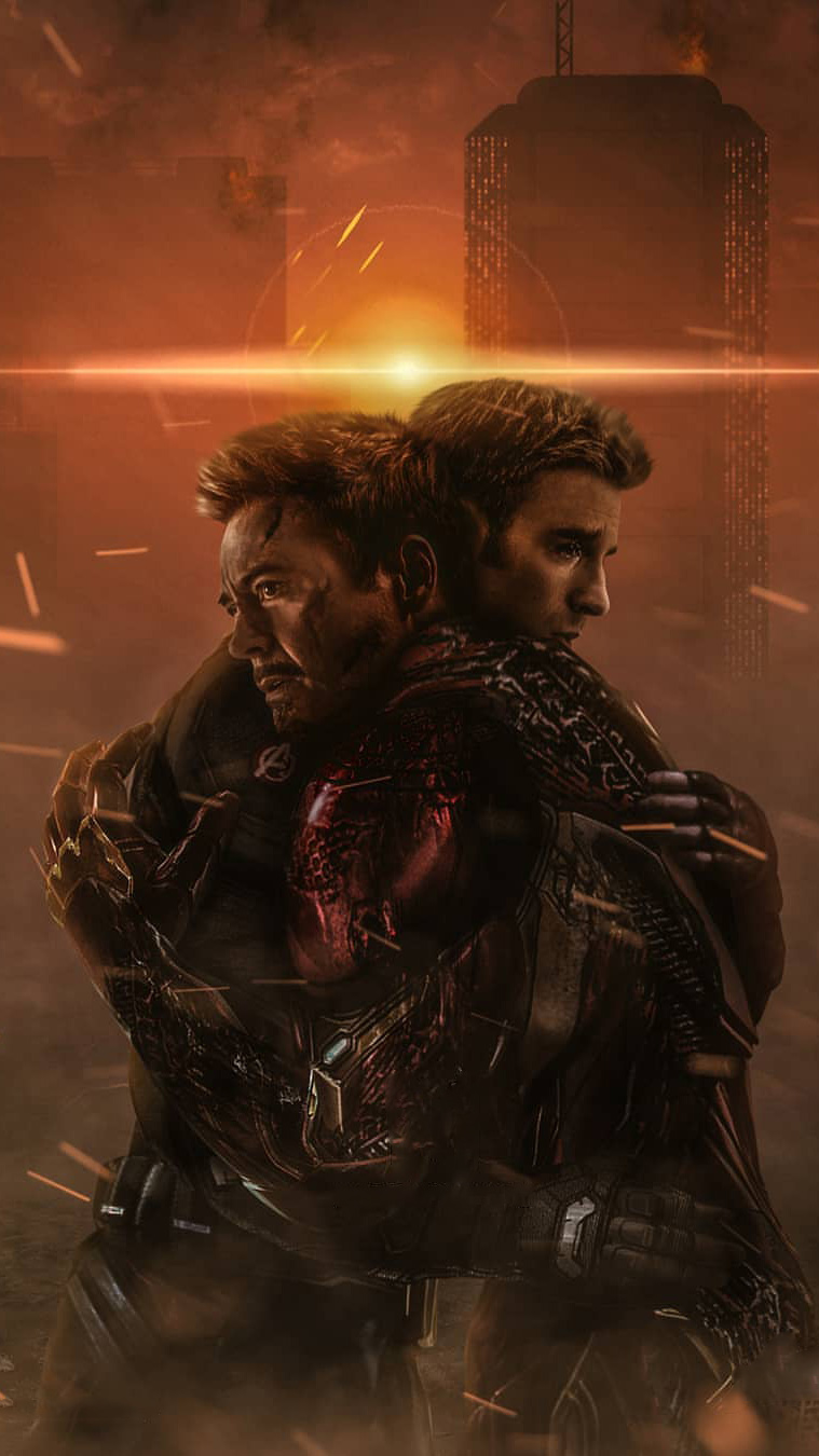 Iron Man And Captain America Hug - HD Wallpaper 