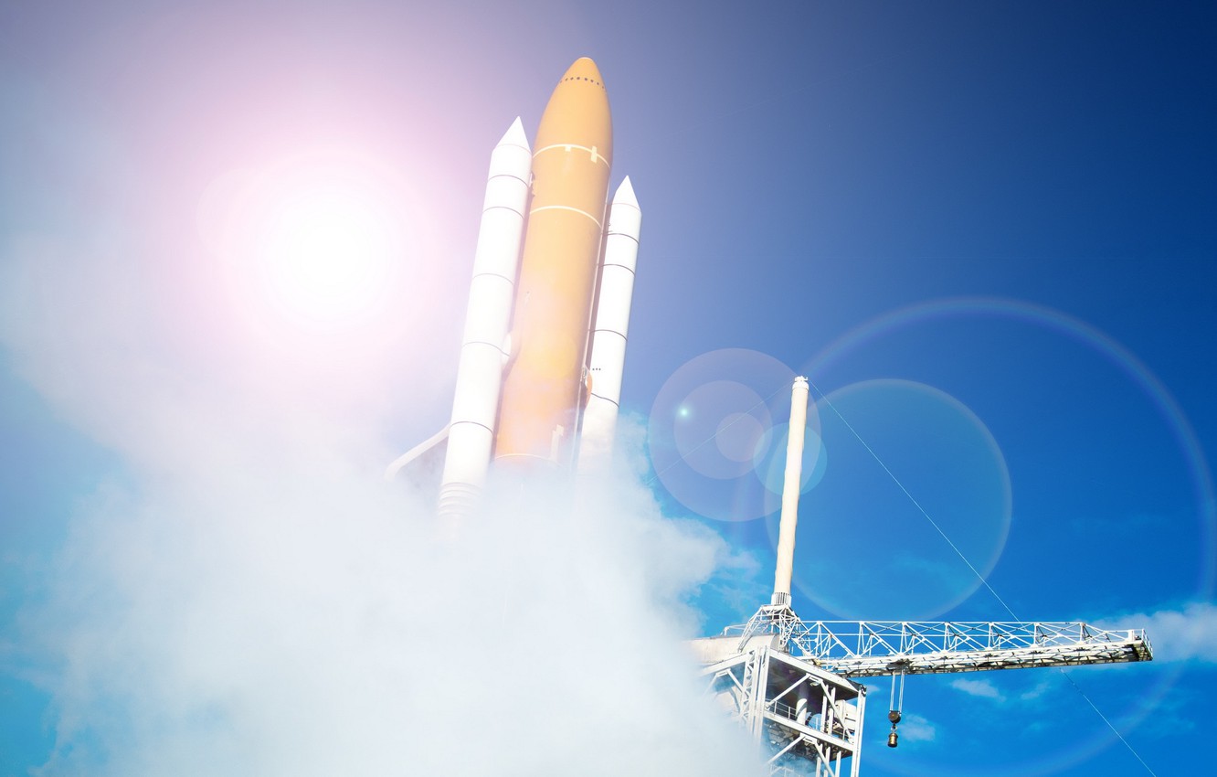 Photo Wallpaper The Sky, Start, Space Shuttle - Rocket - HD Wallpaper 