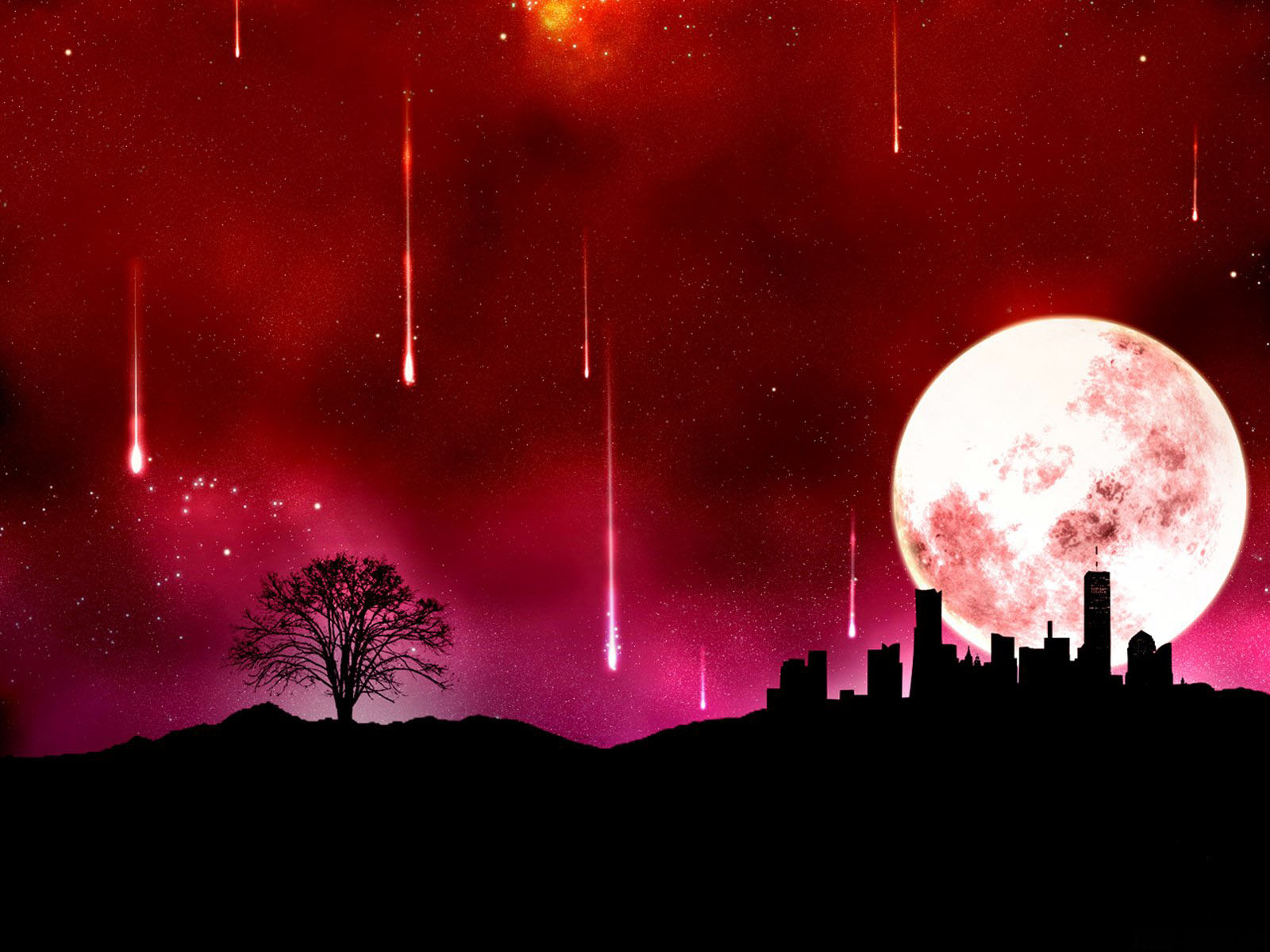 Comet Wallpaper Hd - Red Moon Anime Background - 1600x1200 Wallpaper -  