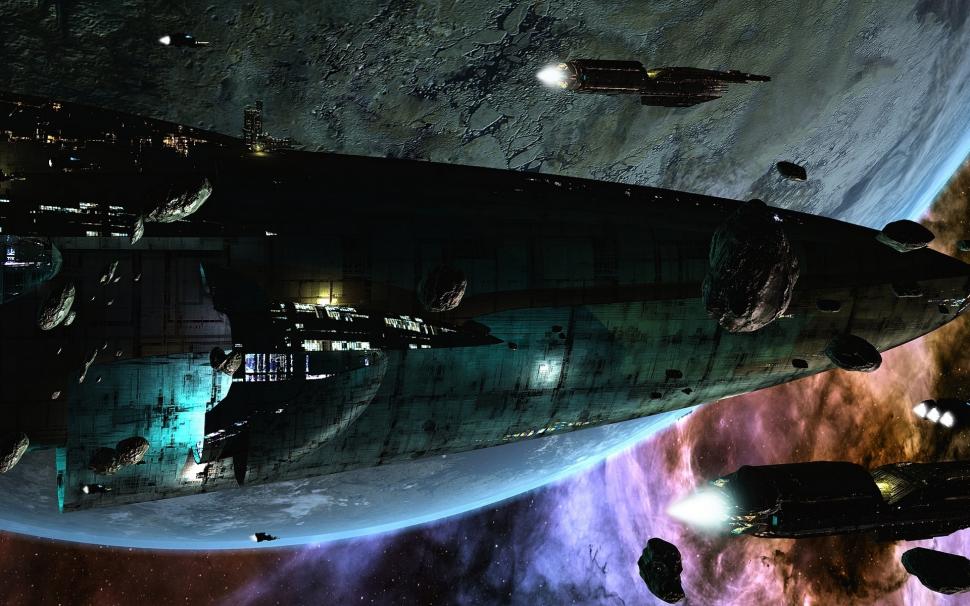 Futuristic Spaceship Wallpaper,stars Hd Wallpaper,planet - Sci Fi Planets And Ships - HD Wallpaper 