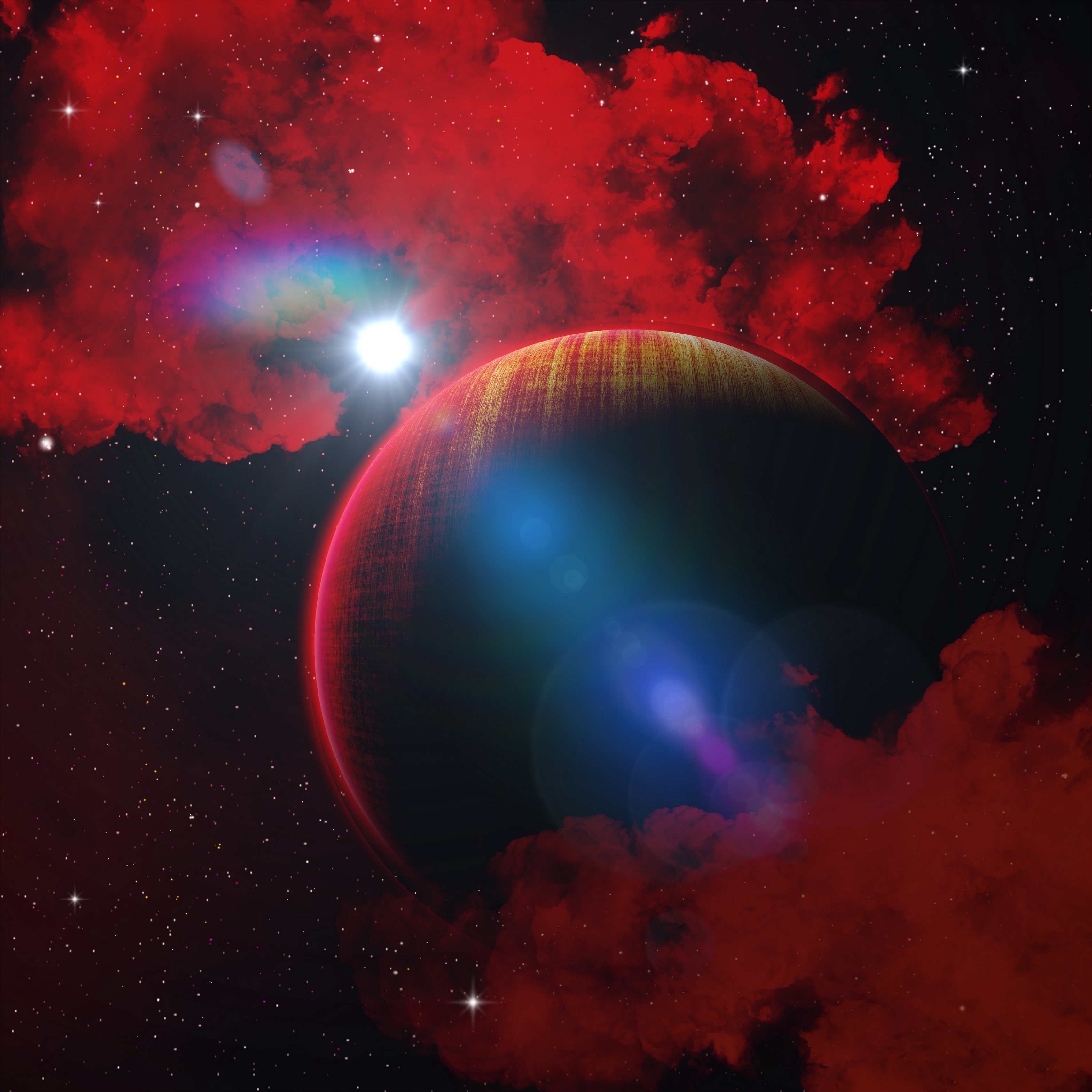 Wallpaper Planet, Red, Fantasy, Star, Space - HD Wallpaper 