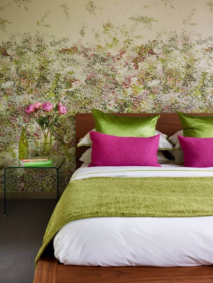 London Purple Toile Wallpaper With Contemporary Decorative - Bedroom -  746x990 Wallpaper 