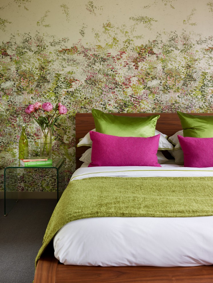 London Purple Toile Wallpaper With Contemporary Decorative - Bedroom - HD Wallpaper 