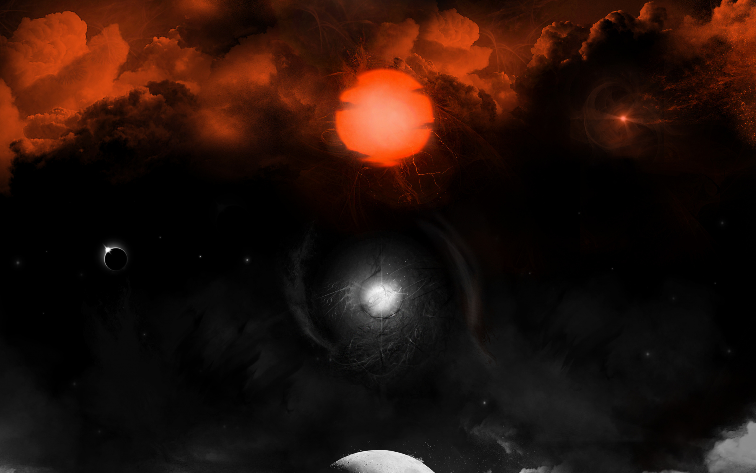 Dark, Space, Fantasy, Moon, Clouds, Wallpaper - Wallpaper - HD Wallpaper 
