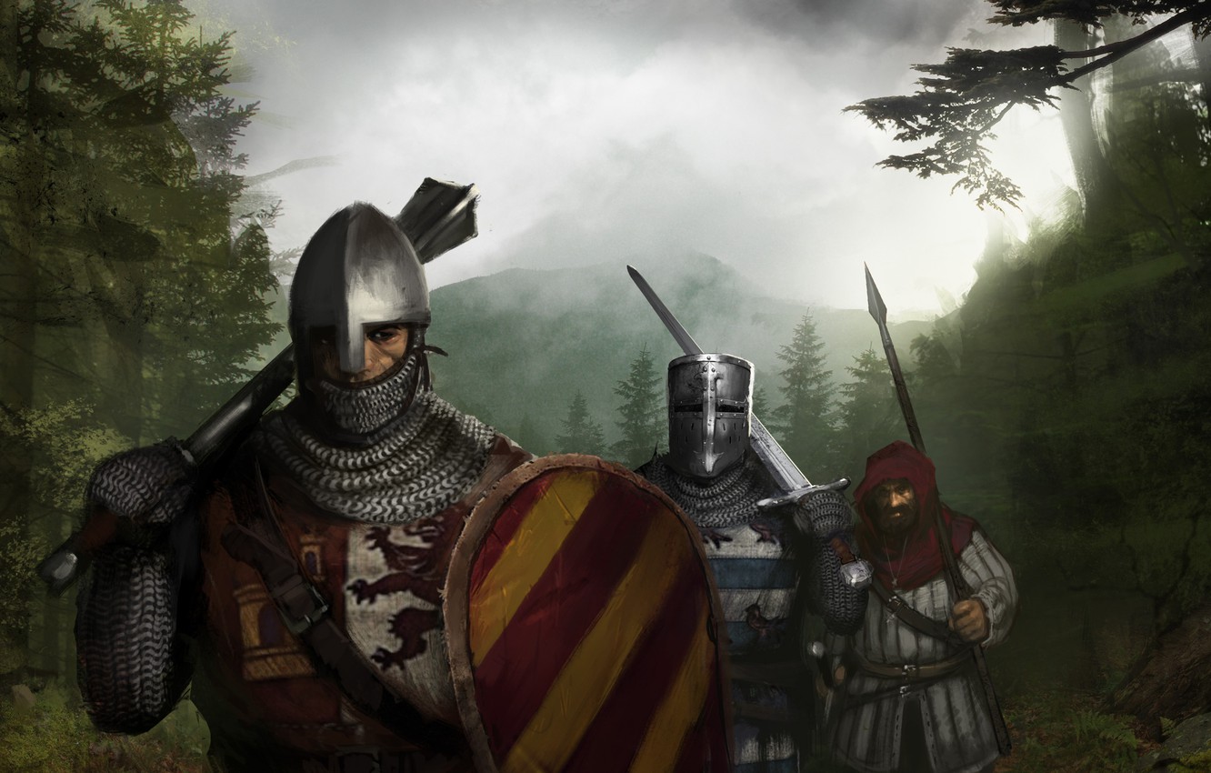 Photo Wallpaper Sword, Knights, Mail, Spear, Shield, - Battle Brothers Artwork - HD Wallpaper 